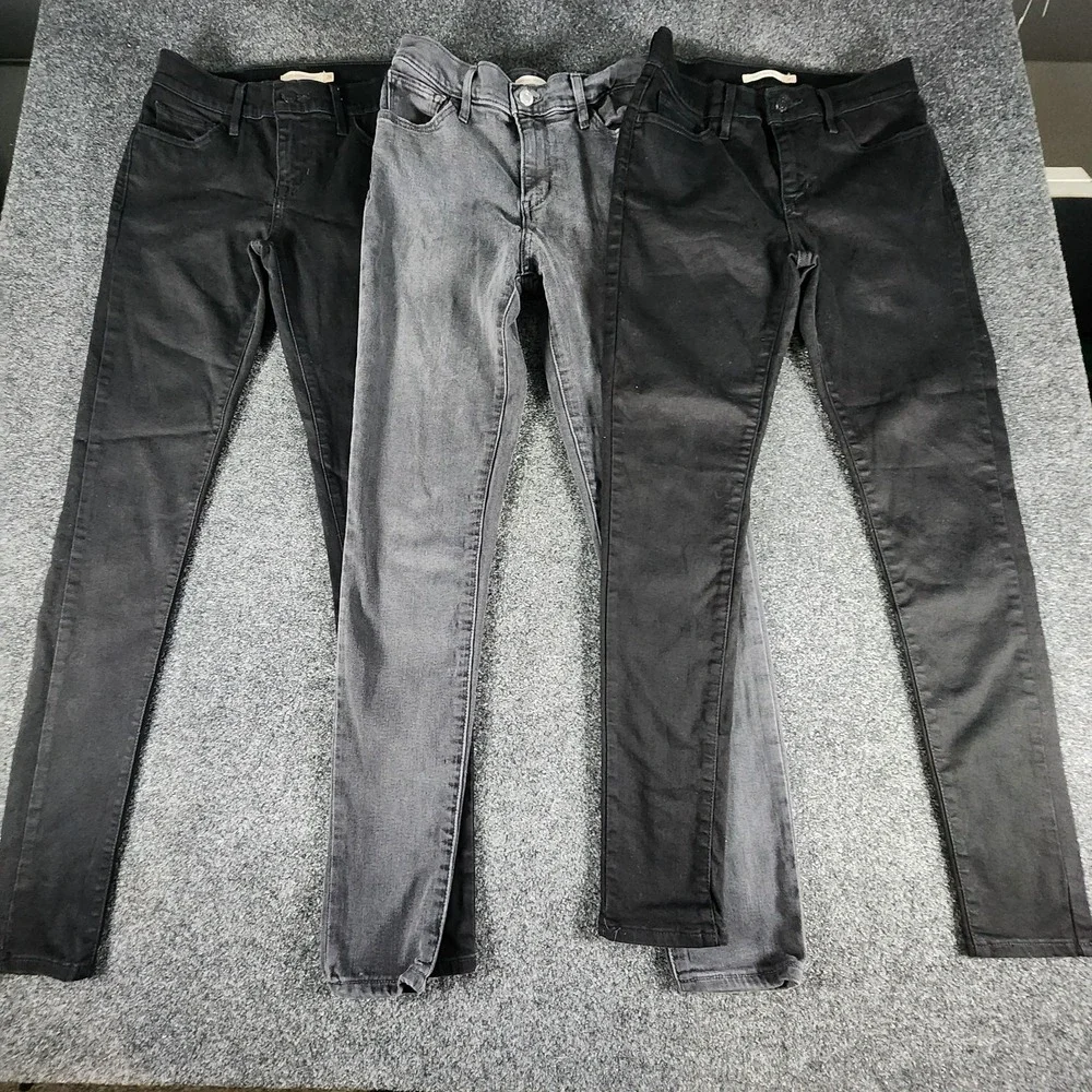 Lot 3 Levi's Jeans 1 720‎ & 2 710 Skinny Fit Women's Size 26/27 Black Gray